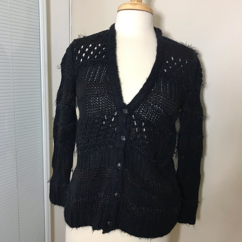 RACHEL Rachel Roy open knit black cardigan sweater